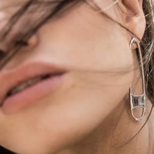 Rebecca Minkoff safety pin silver earrings
